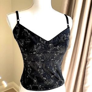 Cropped jacquard bustier black navy blue